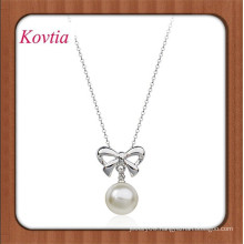 fashion new design real pearl necklace bowknot and pearl pendant necklace